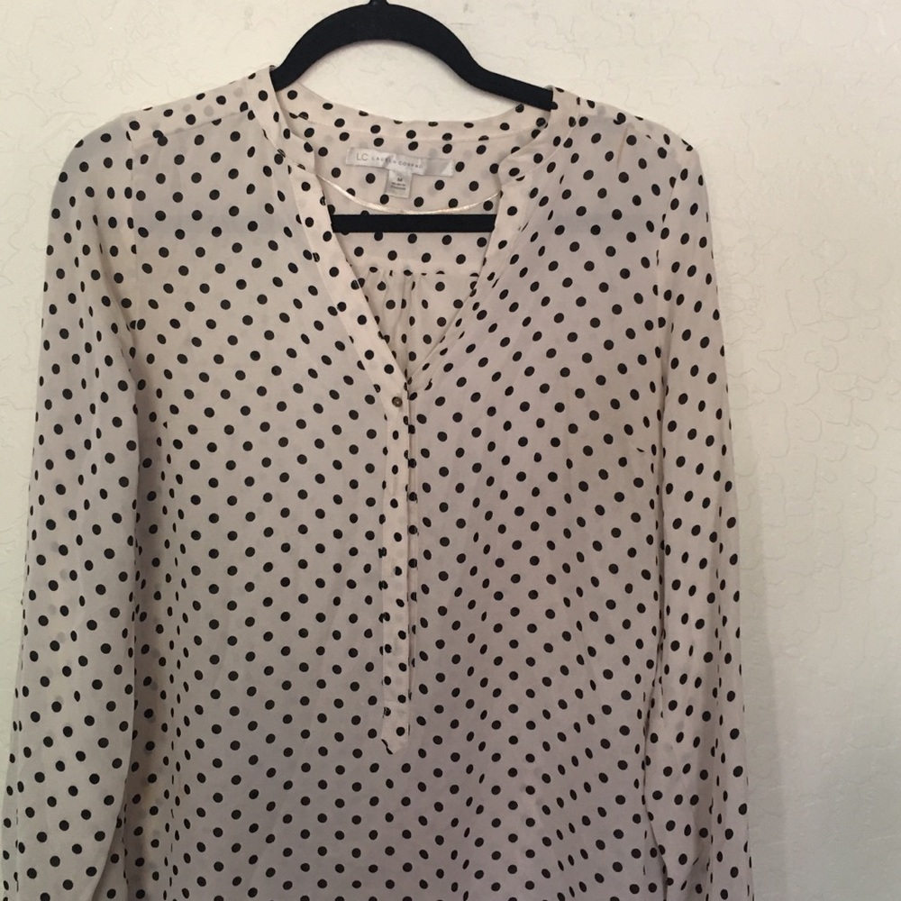 LC Polka dot white and black blouse sz M